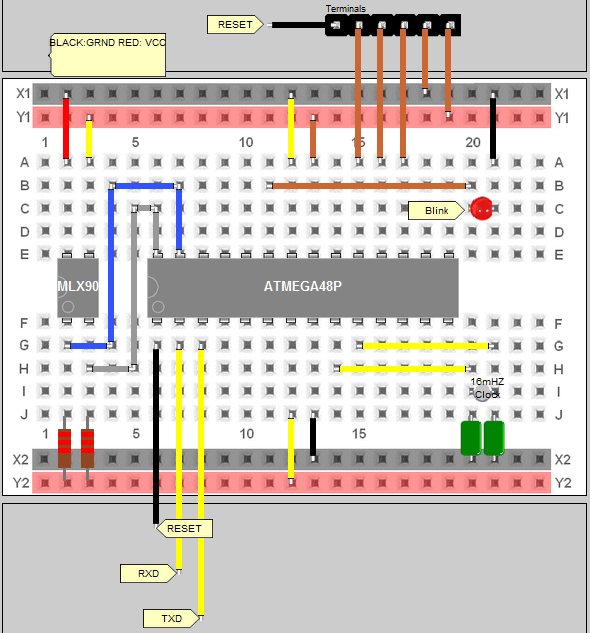 ATmega48 and MLX90614 Integrated Circuit Diagram