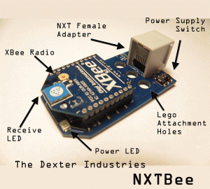 The NXTBee Sensor by Dexter Industries breakout and diagram.