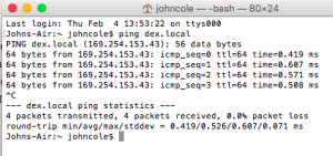 BrickPi ping dex.local