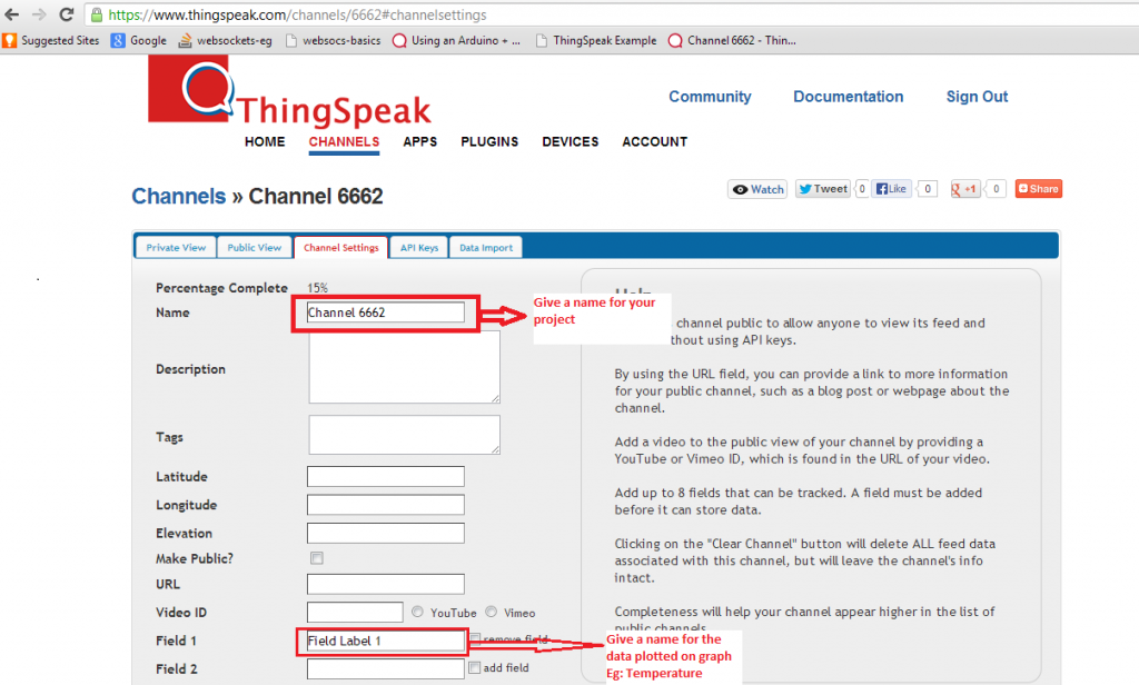 Thingspeak - Step 4 - Highlighted