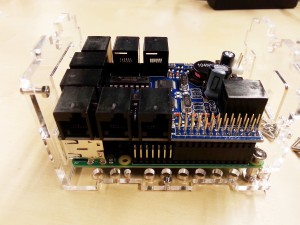 Attach the BrickPi to the Raspberry Pi B+.