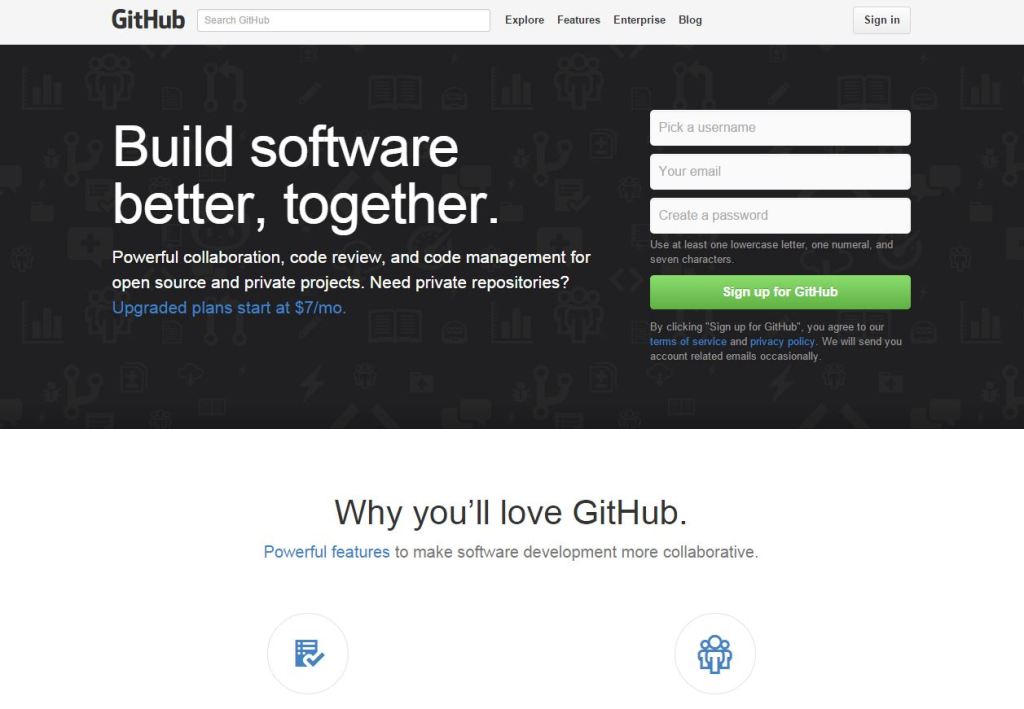 Create an account on github