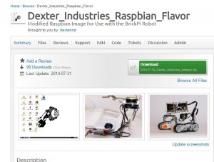 Sourceforge Raspbian for Robots