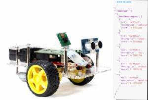 GoPiGo is analyzed by Google Cloud Vision using the Raspberry PI.