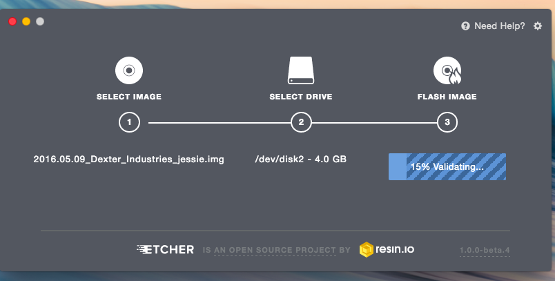 Etcher validating image install the image on the raspberry pi