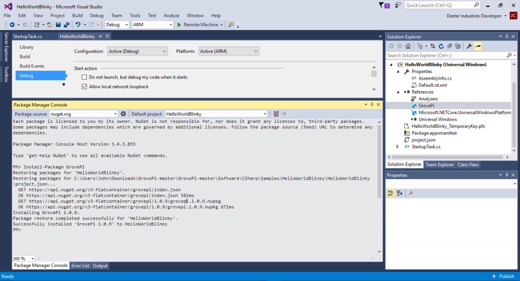Package-Manager-NuGet-GrovePi