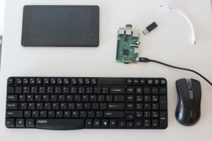 All the parts you need to connect your android device with your Raspberry Pi.