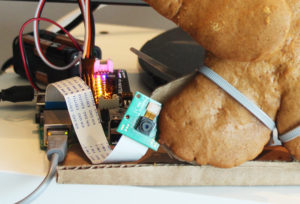 pi-camera-wedged-on-gingerbread-robot