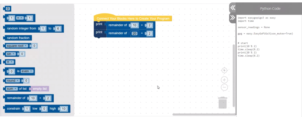 Shadow blocks in DexterOS help with classroom stem programming