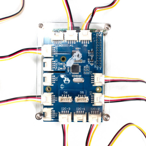 GrovePi+ in case with wires coming out top view stylized